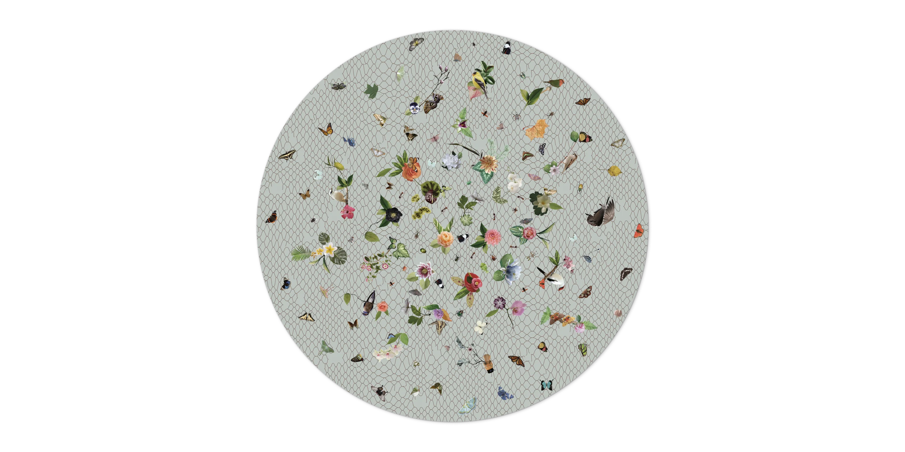 Carpet Garden of Eden Light Grey Round
